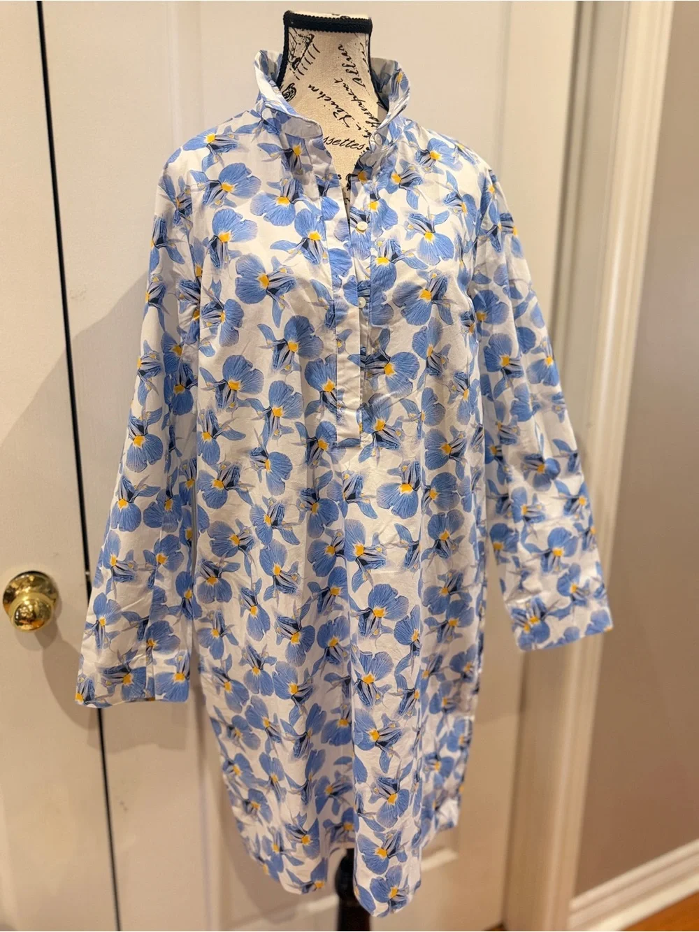 COS Blue and White Floral Shirt Dress with Yellow Accents - Picture 7 of 16